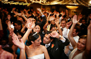 Wedding party. Having fun. Wedding DJ services.